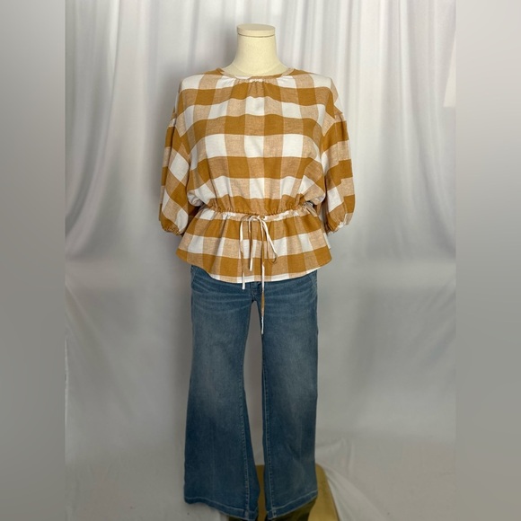 Who What Wear Plus Size Balloon Elbow Sleeve Popover Blouse (450) - Picture 10 of 14